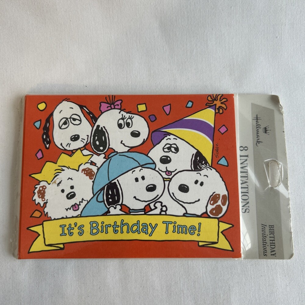 Peanuts Hallmark Birthday Invitations Snoopy Daisy Hill Puppies 8 Pack Sealed